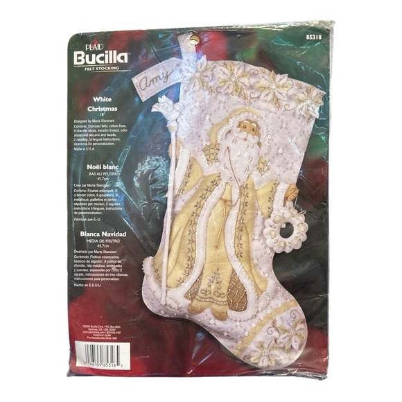 NIP Bucilla Felt Stocking Kit White Christmas Kit 85318 Gold and White Santa - Picture 1 of 2